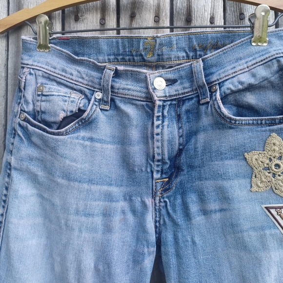 ❤️7 for All Mankind vintage custom embroidered patch jeans - size 25❤️ (#3) - Picture 2 of 13